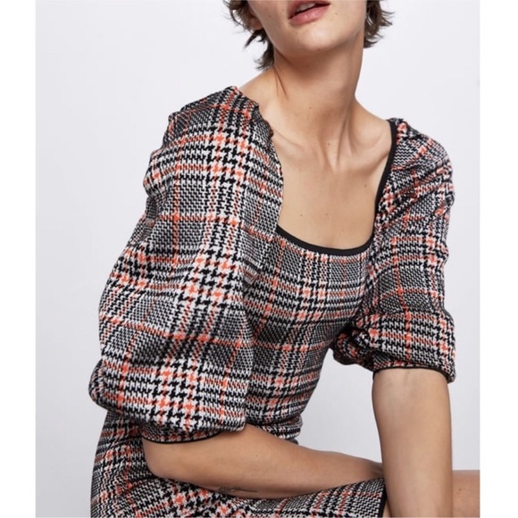 NWT ZARA Plaid Knit Dress M Blogger’s Fav - Picture 3 of 11